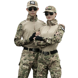 蛙服迷彩服套装男弹力透气教官军训服CS活动户外登山战术军迷服女