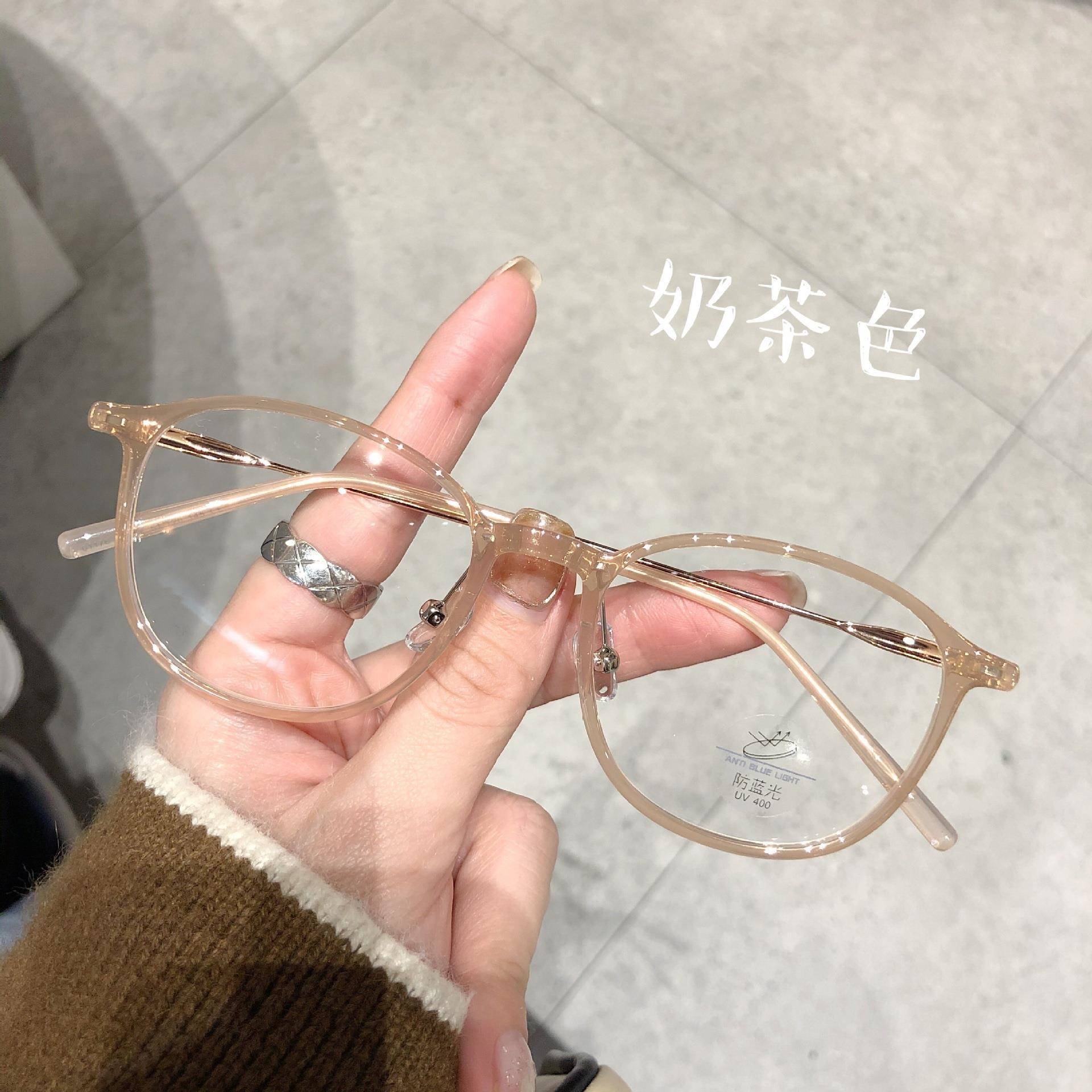茶棕绿素颜视眼近镜可框配女度数韩潮网BIM红学生轻韧近视镜架011