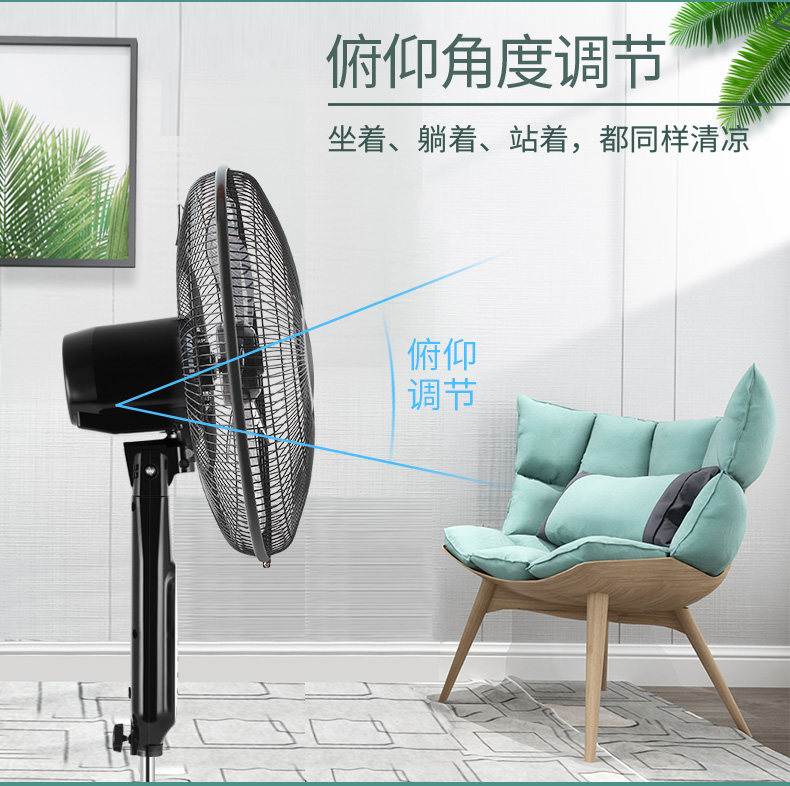 多丽落地扇家用电风扇立式16寸机械式大风力摇头风扇三级能效办公