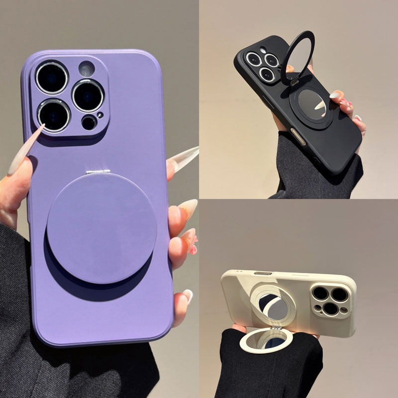 镜子支架适用iphone16promax手机壳苹果15promax纯色14plus液态硅胶13/12mini时尚11防摔XSMAX创意8/7plus女,3C数码配件,手机保护套/壳,淘宝优惠券,粉丝福利购,淘宝优惠卷