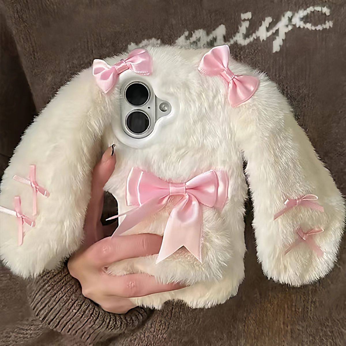毛绒兔耳朵适用三星s25ultra手机壳S24毛茸茸s23+卡通s22可爱note20/10+新款s21/s20plus女S25FE保护套s10+S9