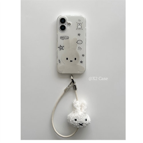 可爱兔子插画毛绒手链适用于realme真我GT7手机壳新款Realme真我GTNeo6SE新款女全包防摔保护套GTNeo5SE时尚