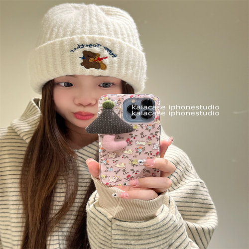 粉碎花猫咪立体蘑菇一加Ace5手机壳一加15新款女一加Ace2/3pro创意1加13/12/11防摔手机套