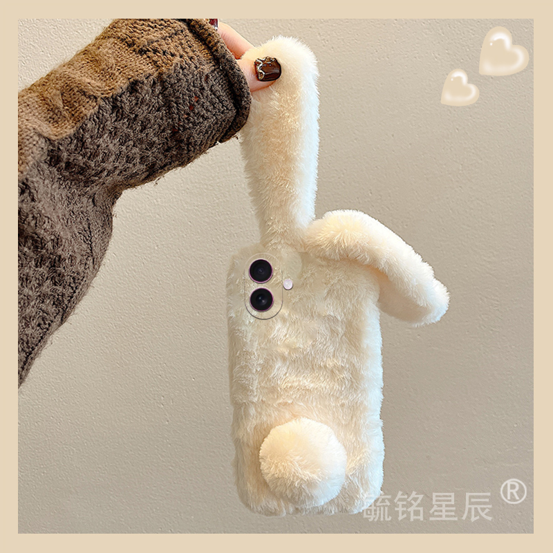 毛绒兔子适用三星s25ultra手机壳S24毛茸茸s23+可爱s22秋冬note20/10+女款s21/s20plus保护套S25FE新款s10+套