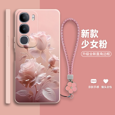 适用vivoY37t手机壳V2443A沙龙玫瑰硅胶Y37t全包5G防摔t5G保护vivo套vovoy男voy丫女viviy新款vivov外壳