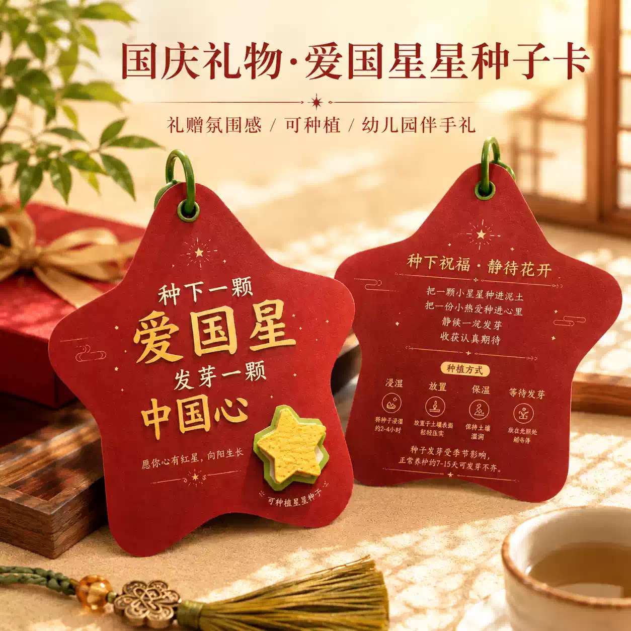国庆星星可发芽种子纸贺卡