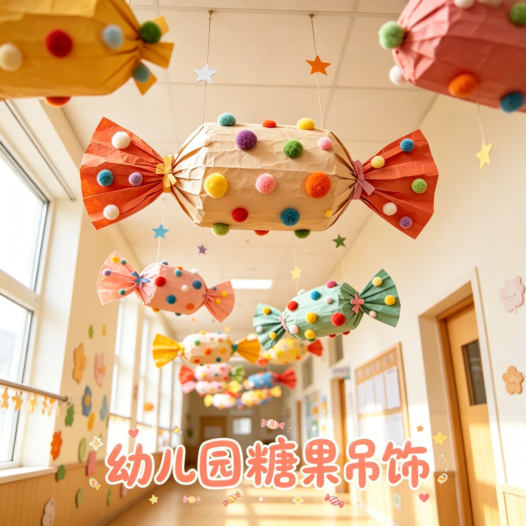 幼儿园环创吊饰空中悬挂糖果造型教室走廊天花板多巴胺氛围挂饰