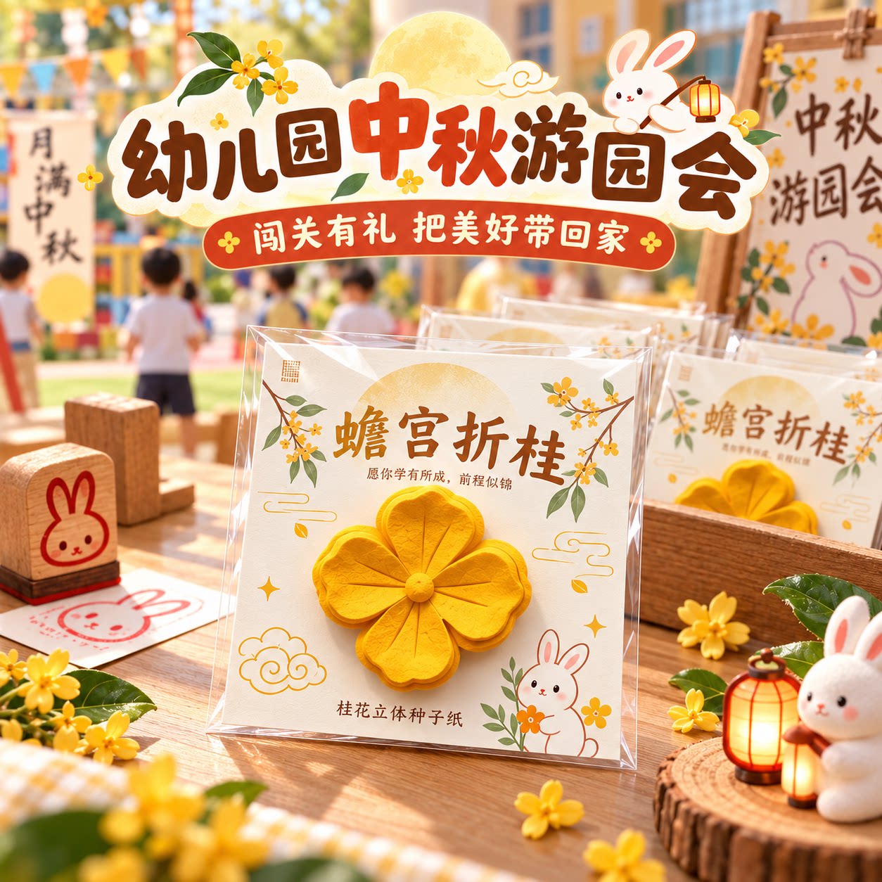 中秋节游园会礼品桂花种子纸贺卡