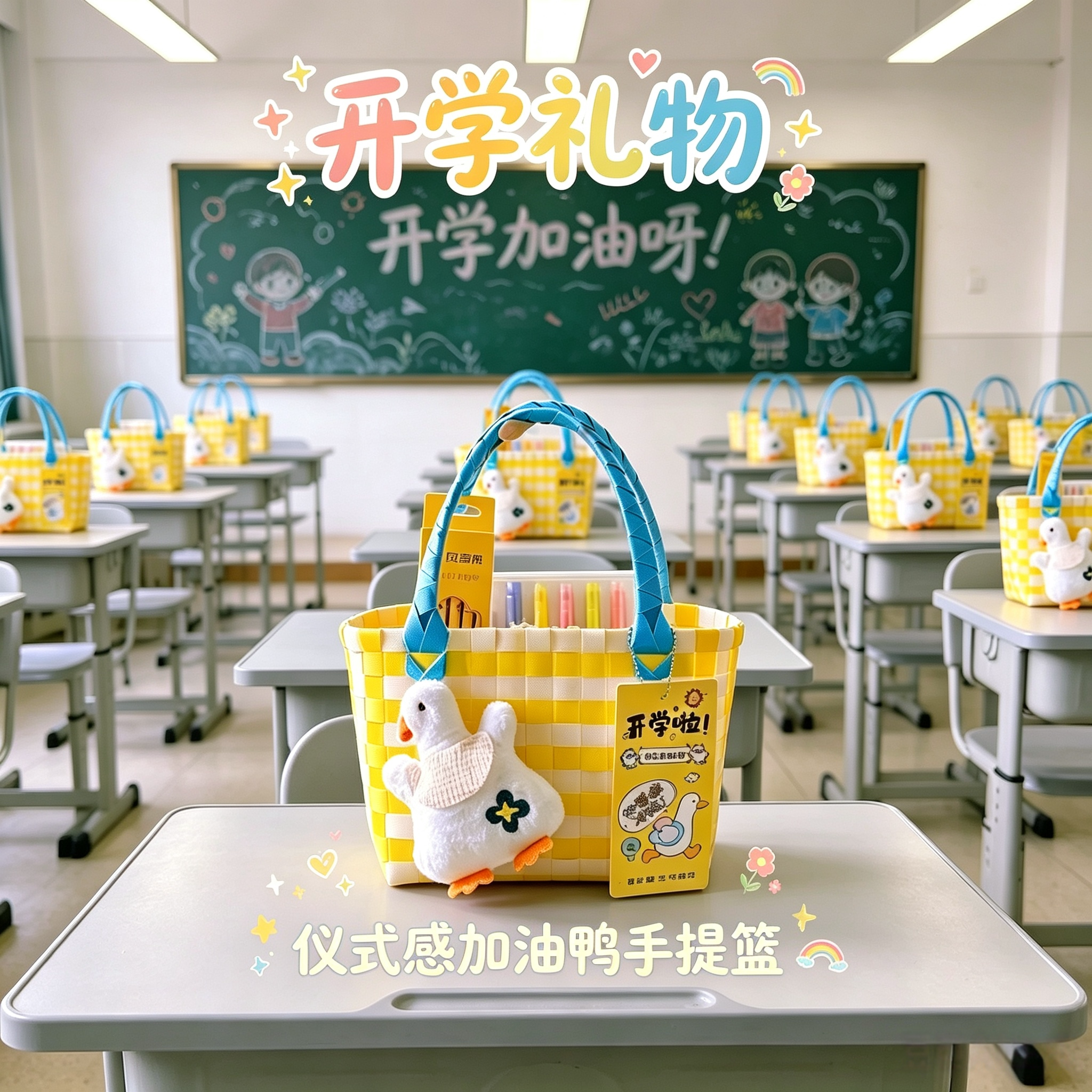 加油鸭手提篮，新学期也要加油呀图片