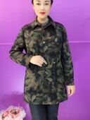 风衣潮 翻领收腰宽松显瘦收腰中长款 春秋季 大衣印花外套中年妈妈装