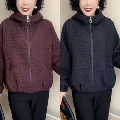 连帽外套中年短款小个子拉链上衣