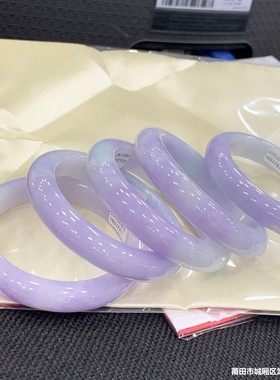 天然翡翠玉石紫罗兰手镯女翡翠细糯种正圈翡翠手镯紫罗兰缅甸批发