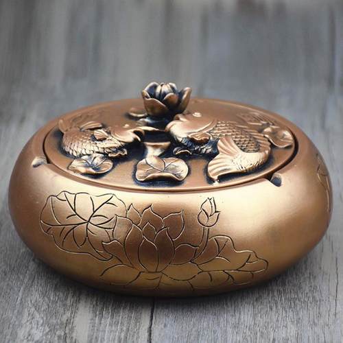 创意有富贵烟灰缸家用潮流多功能复古大号带盖烟缸家居礼品摆件