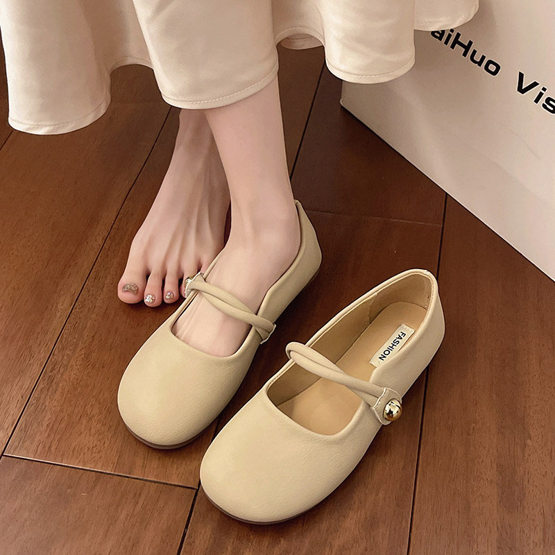 仙女配裙子单鞋女2026新款春季软平底豆豆鞋一脚蹬玛丽珍女0126w,女鞋,浅口单鞋,淘宝优惠券,粉丝福利购,淘宝优惠卷