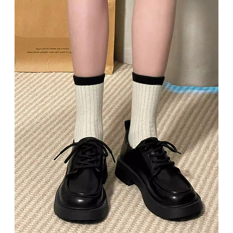 厚底小皮鞋女2026新款春秋季英伦风百搭黑色系带单鞋乐福0126w,女鞋,浅口单鞋,淘宝优惠券,粉丝福利购,淘宝优惠卷