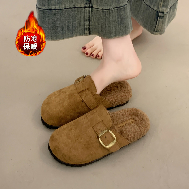 厚底毛毛拖鞋女外穿一脚蹬勃肯鞋2026新款春秋加绒包头半拖0115w,女鞋,勃肯鞋/软木鞋,淘宝优惠券,粉丝福利购,淘宝优惠卷