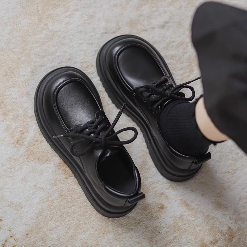 厚底松糕乐福鞋女2026春秋新款百搭黑色单鞋系带英伦风小0126w,女鞋,浅口单鞋,淘宝优惠券,粉丝福利购,淘宝优惠卷