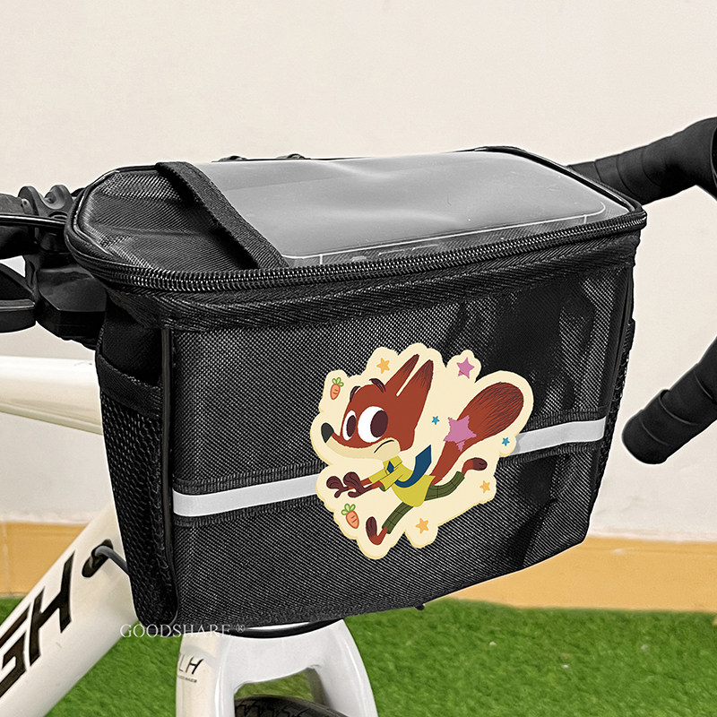 山地车车头置物包疯狂动物城尼克多功能可触屏手机充电器收纳包