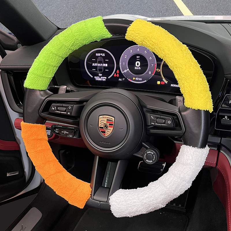 汽车方向盘套冬季保暖加绒加厚保护套车载缠绕绑带车把套吸汗防滑