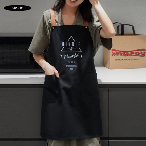 韩式围裙女高颜值烘焙美甲师棉质高级感工作服好看夏天薄