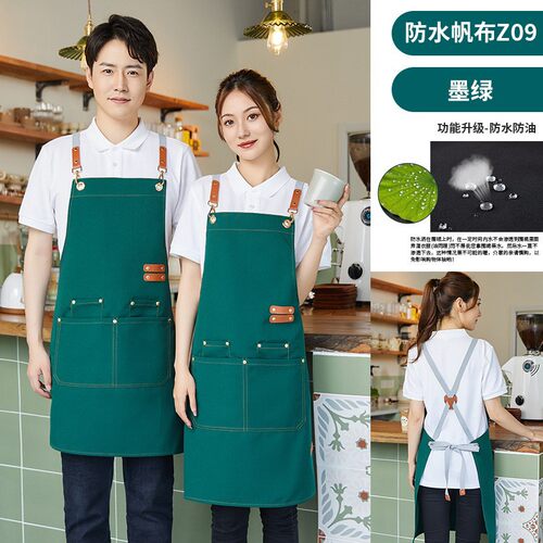 帆布围裙防水防油新款餐饮专用工作服耐脏女广告印字厨房跨境