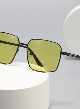 复古金属方形大框防远光灯变色偏光太阳镜男士开车墨镜钓鱼眼镜潮