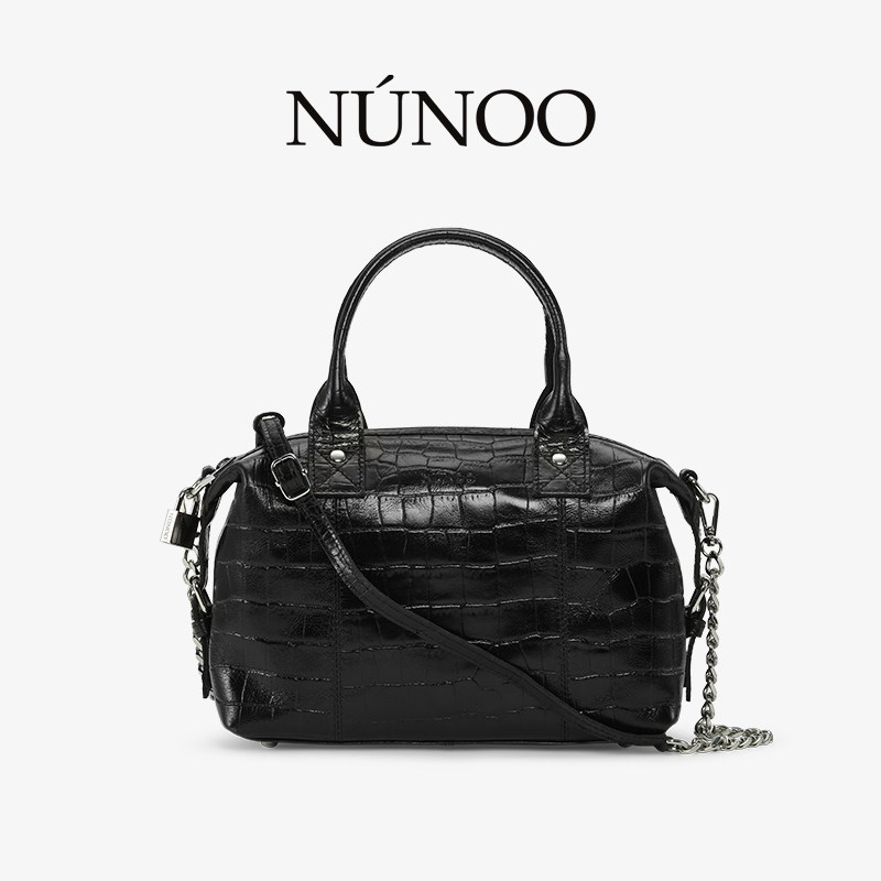 孤品清仓 NUNOO波士顿包大容量真皮鳄鱼纹压纹通勤斜挎包大牌正品