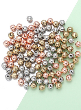 ccb切角切面散珠 塑料电镀ccb圆珠串孔珠 diy手工饰品配件