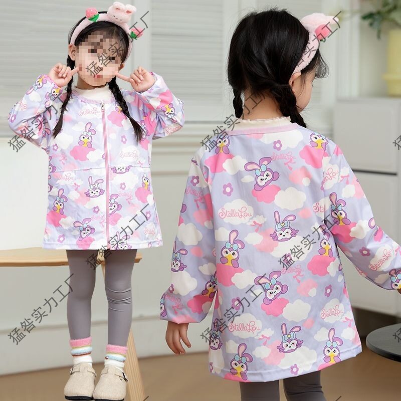 儿童罩衣防水防脏男女宝宝羽绒服护衣中大童小孩洋气外穿画画围裙