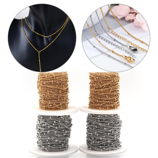 不锈钢保色真金延长链o字链不褪色炉内电镀夹珠侧身链diy饰品配件