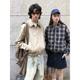CountryMoment 32支精梳棉复古格纹外套男女哈灵顿夹克 双面穿