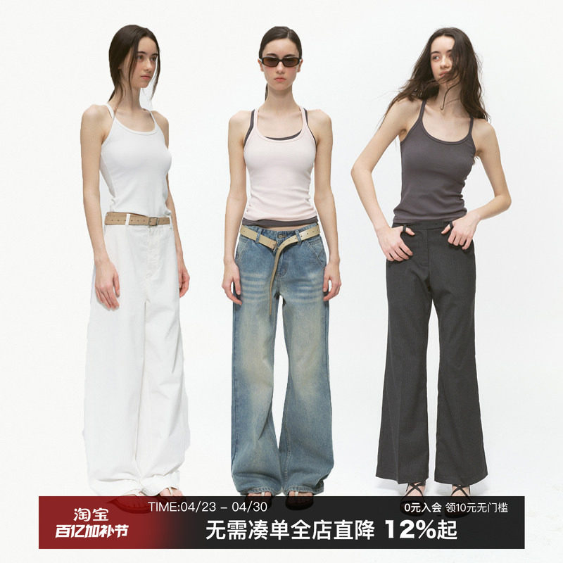 CountryMoment 300G重磅后工字吊带背心女外穿春夏内搭打底衫T恤