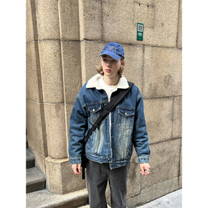 CountryMoment 23FW美式复古Cleanfit羊羔毛牛仔外套男女加厚棉服