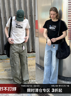 CountryMoment  280G弹力棉美式趣味汽车印花修身短袖T恤Cleanfit