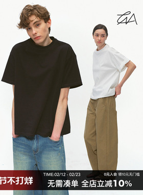 CountryMoment  230G纯棉基础宽松T恤男美式休闲打底短袖女打底衫
