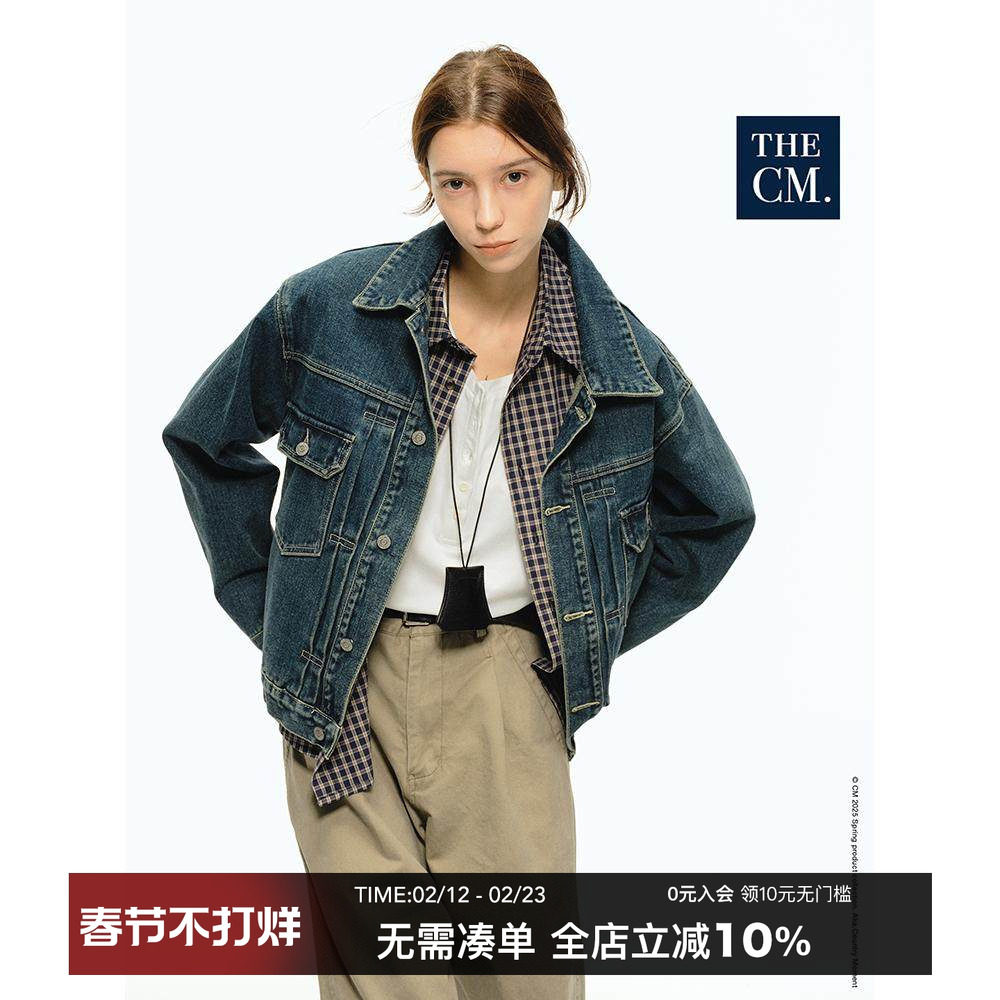 CountryMoment 美式复古怀旧风水洗短款开衫牛仔外套男女Cleanfit