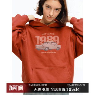 CountryMoment 直喷印花连帽卫衣男女Cleanfit 350G重磅复古数码