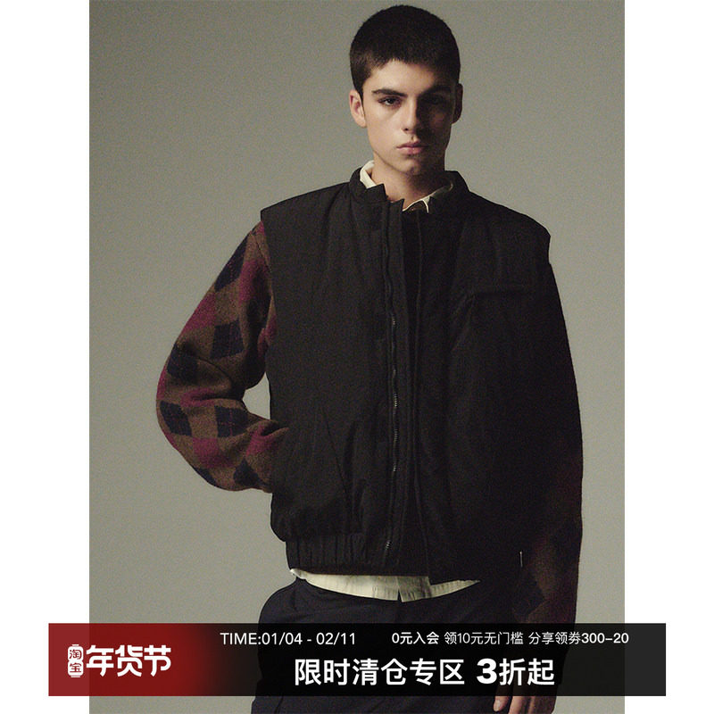 CountryMoment  复古黑色小立领防泼水棉服背心马甲男女Cleanfit,男装,常规马甲,淘宝优惠券,粉丝福利购,淘宝优惠卷