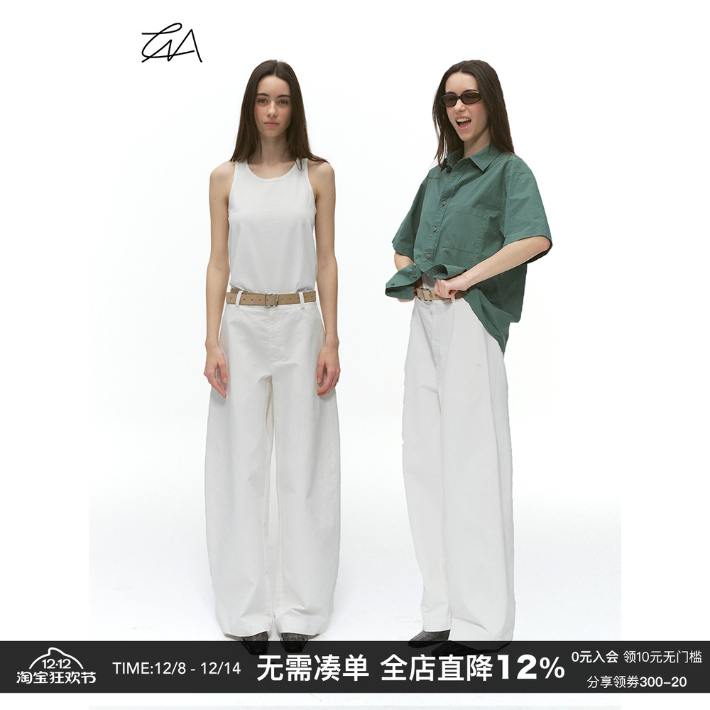 CountryMoment 纯棉斜纹梭织骑兵弯刀裤男宽松cleanfit休闲裤子女