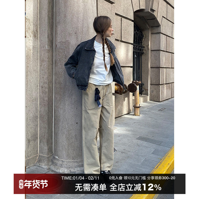 CountryMoment 美式复古卡其色直筒工装裤男女Cleanfit百搭休闲裤,男装,休闲裤,淘宝优惠券,粉丝福利购,淘宝优惠卷