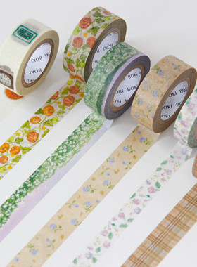 布几岛韩国授权BOKI和纸胶带系列手账素材蕾丝花朵格纹美2025新品