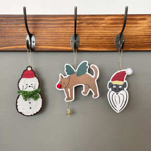 布几岛韩国授权bal9oorak圣诞装 萌 饰贺卡留言卡可爱雪人小狗新品