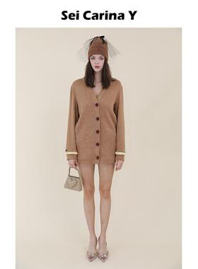 [7折]Sei Carina Y小流苏边毛衣开衫外套女新款宽松休闲v领长上衣