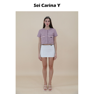 修身 开衫 上衣女春夏新款 百搭外套 紫色简约短款 Carina Sei Y短袖