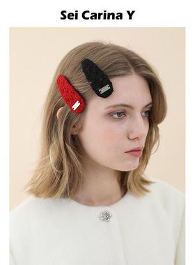 【王子璇同款】Sei Carina Y大号logo标粗花呢发夹女侧边发卡头饰