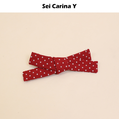 Sei Carina Y波点红色蝴蝶结发夹侧边刘海夹发饰发卡夹子复古甜美
