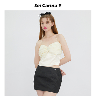 Y褶皱拼接抹胸吊带女夏季 Carina 5折 小众设计外穿上衣新款 Sei