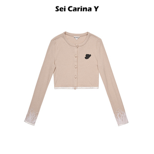 开衫 Carina Y皮质logo针织长袖 设计感 上衣女初秋时尚 6折 Sei