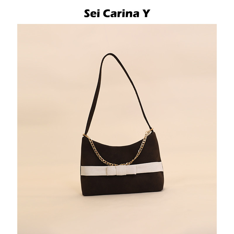 Sei Carina Y深棕金链hobo包单肩腋下包女通勤百搭大容量手提包