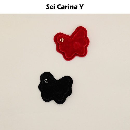 SeiCarinaY双层蝴蝶结丝绒发夹